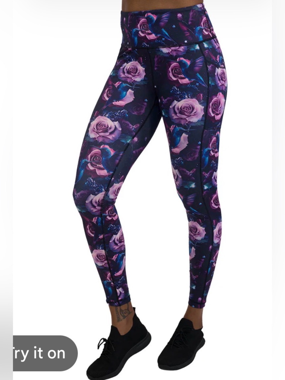 Athletic Works Purple Floral Workout Leggings